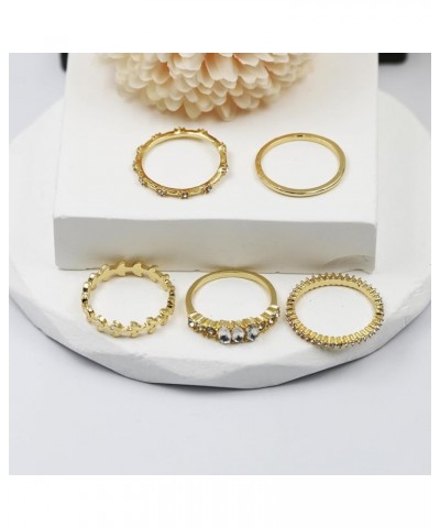 Stackable Gold Rings for Women Exquisite 14K Gold Plated Stackable Cubic Zirconia Ring Set Fashionable Promise Wedding Band f...