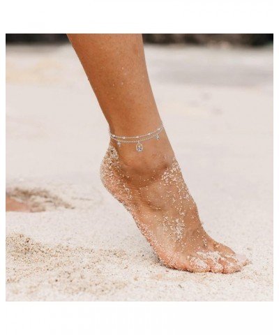 Ankle Bracelet 925 Sterling Silver Layered Anklet Dainty Sun Beach Anklets for Women White Gold Sailboat/Moon/Palm/Lighthouse...