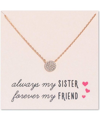 Gift for sister, Petite CZ Disk Pendant Necklace in Gold, Rose Gold or Silver 8 MM - Rose Gold $14.38 Necklaces