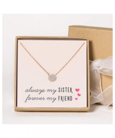 Gift for sister, Petite CZ Disk Pendant Necklace in Gold, Rose Gold or Silver 8 MM - Rose Gold $14.38 Necklaces