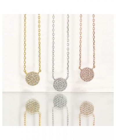 Gift for sister, Petite CZ Disk Pendant Necklace in Gold, Rose Gold or Silver 8 MM - Rose Gold $14.38 Necklaces