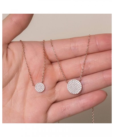 Gift for sister, Petite CZ Disk Pendant Necklace in Gold, Rose Gold or Silver 8 MM - Rose Gold $14.38 Necklaces