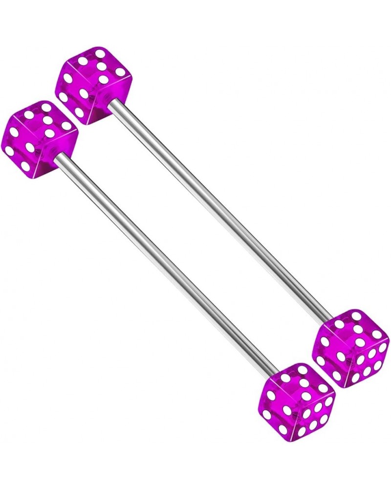 2PCS Stainless Steel Industrial Scaffold Barbell Stud Bars 14 Gauge 1 1/2 38mm Dice Earrings Piercing Jewelry See More Colors...