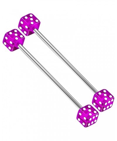 2PCS Stainless Steel Industrial Scaffold Barbell Stud Bars 14 Gauge 1 1/2 38mm Dice Earrings Piercing Jewelry See More Colors...