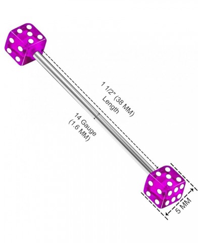 2PCS Stainless Steel Industrial Scaffold Barbell Stud Bars 14 Gauge 1 1/2 38mm Dice Earrings Piercing Jewelry See More Colors...