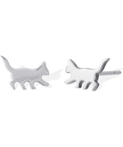 Jewelry Sterling Silver Cat Stud Earrings $11.50 Earrings