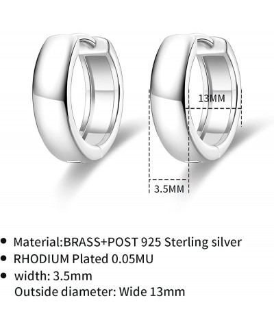 13MM Small Hoop Earring Plated Wide Huggie Earrings for Women White $7.68 Earrings