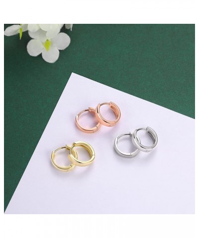 13MM Small Hoop Earring Plated Wide Huggie Earrings for Women White $7.68 Earrings