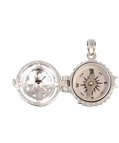 Sterling Silver Compass Rose Locket with Working Compass Personalized Locket With Chain $27.93 Necklaces