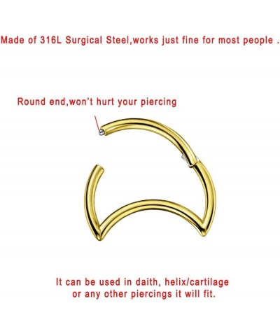 316L Surgical Steel Piercing Rings for Daith Helix Cartilage Conch Earlobe Ear Piercings Style 02:18g 8mm,Gold $11.39 Body Je...