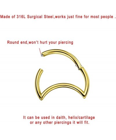 316L Surgical Steel Piercing Rings for Daith Helix Cartilage Conch Earlobe Ear Piercings Style 02:18g 8mm,Gold $11.39 Body Je...