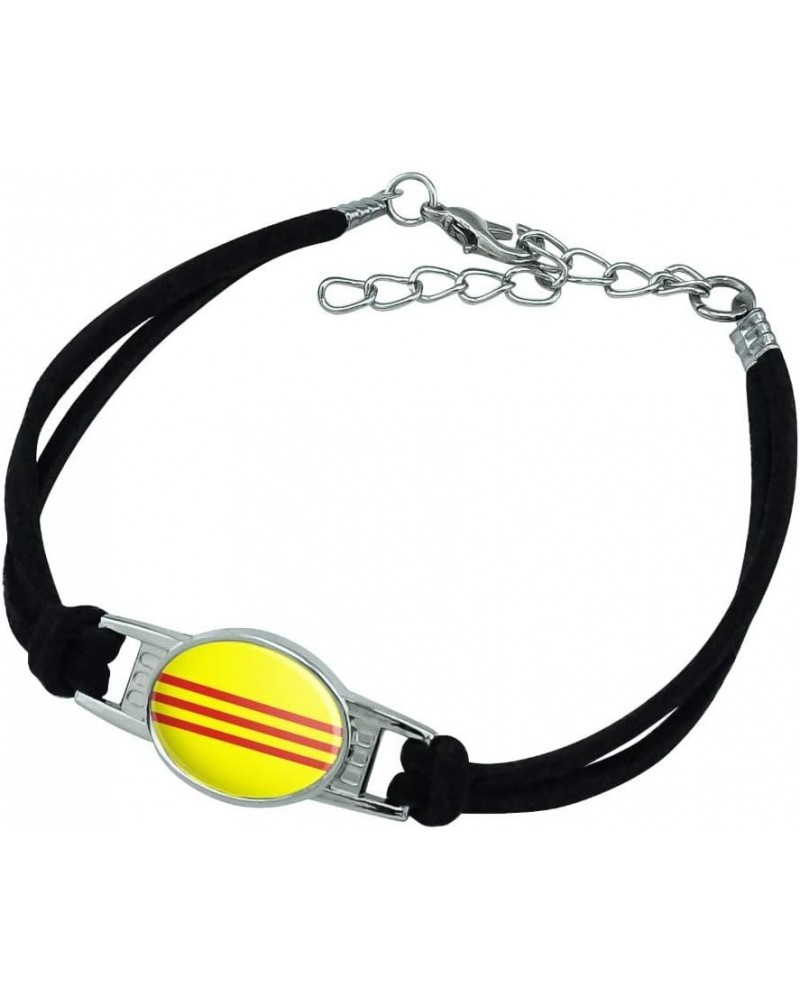 South Vietnam Flag Novelty Suede Leather Metal Bracelet black $9.68 Bracelets