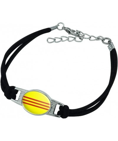 South Vietnam Flag Novelty Suede Leather Metal Bracelet black $9.68 Bracelets