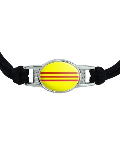 South Vietnam Flag Novelty Suede Leather Metal Bracelet black $9.68 Bracelets