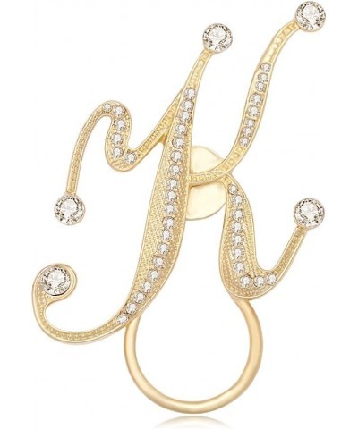 Crystal Initial Letter Magnetic Eyeglass Holder Brooch K gold-plated-base $12.80 Brooches & Pins