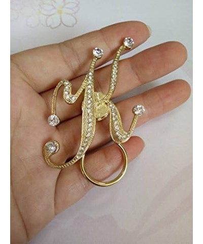 Crystal Initial Letter Magnetic Eyeglass Holder Brooch K gold-plated-base $12.80 Brooches & Pins