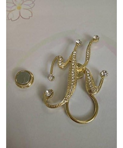 Crystal Initial Letter Magnetic Eyeglass Holder Brooch K gold-plated-base $12.80 Brooches & Pins