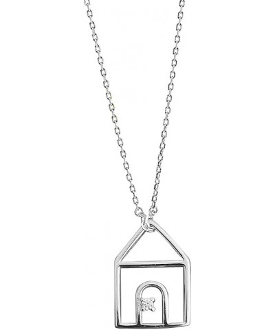 Small Cute House Necklace for Women Girls S925 Sterling Silver Cubic Zirconia Charm Pendant Home Adjustable Hypoallergenic De...