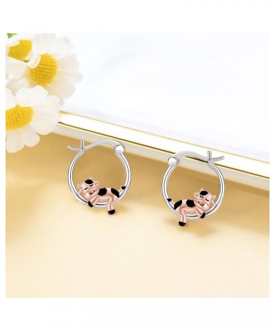 Duck/Cow/Pig/Dog/French Bulldog/Mushroom/Otter/Stingray 925 Sterling Silver Hoop Earrings Hypoallergenic Cute Animal Jewelry ...