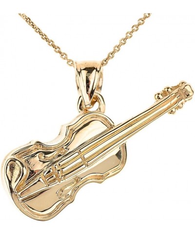 14k Yellow Gold Violin Music Charm Pendant Necklace 16.0 Inches $185.30 Necklaces