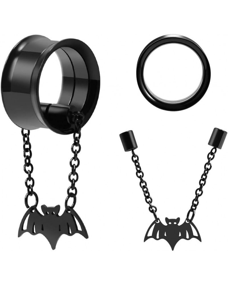 2PCS Stainless Steel Ear Gauges Tunnels Hollow Spider Bee Bat Chain Screw Fit For Men Women 6mm-25mm Black 25mm(1") $10.01 Bo...