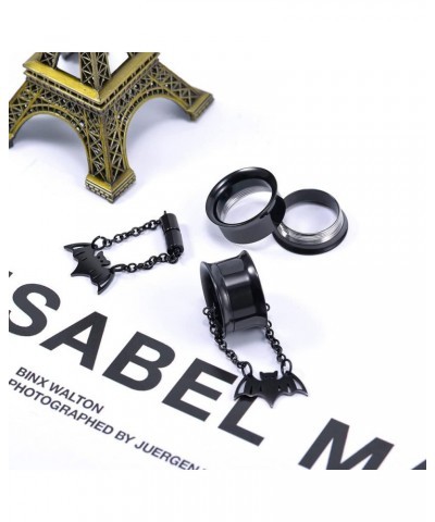 2PCS Stainless Steel Ear Gauges Tunnels Hollow Spider Bee Bat Chain Screw Fit For Men Women 6mm-25mm Black 25mm(1") $10.01 Bo...