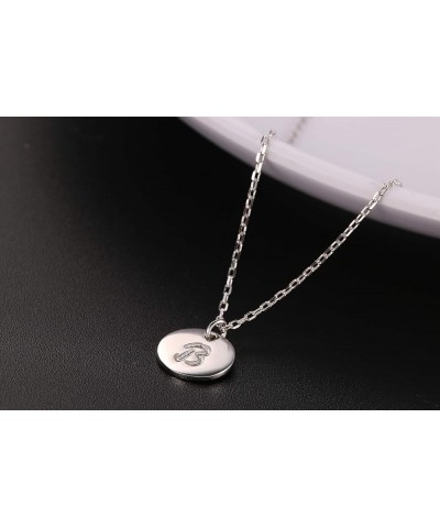 Initial Pendant Necklace Round Disc Engraved Letter Pendant 925 Sterling Silver Personalized Alphabet Pendant for Women B $8....