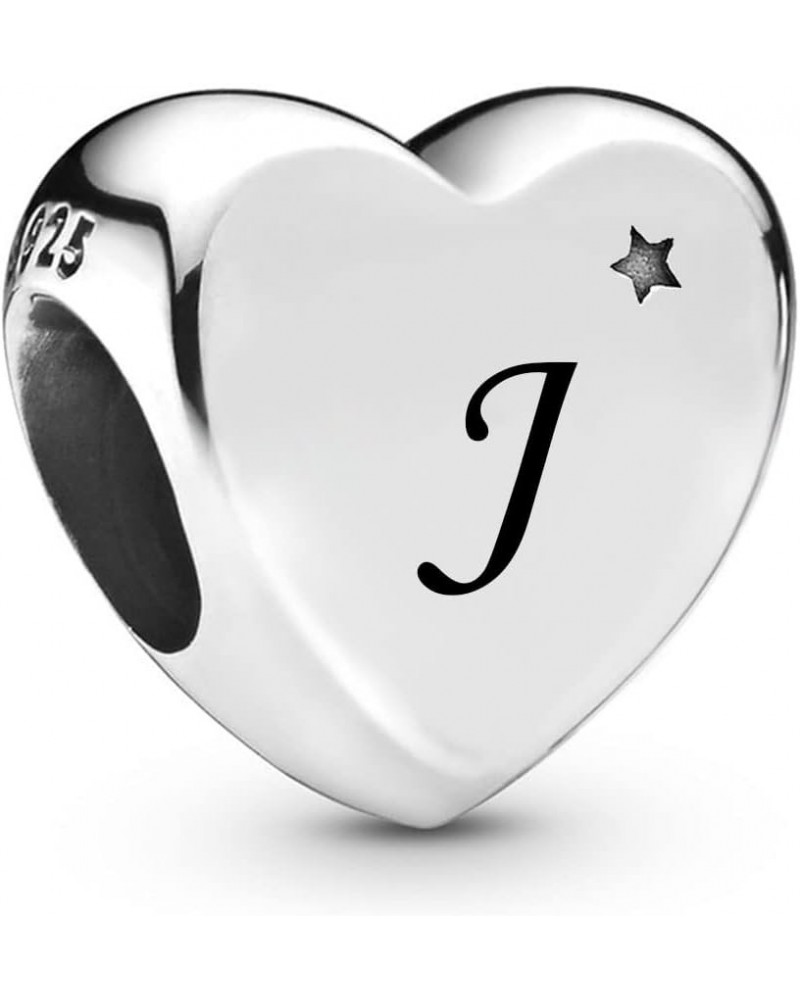 Initial A to Z Letter Heart Charm fits Pandora Moments Bracelets Alphabet Star S925 Sterling Silver Beads Family Birthday Ini...