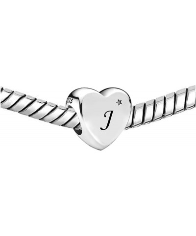 Initial A to Z Letter Heart Charm fits Pandora Moments Bracelets Alphabet Star S925 Sterling Silver Beads Family Birthday Ini...