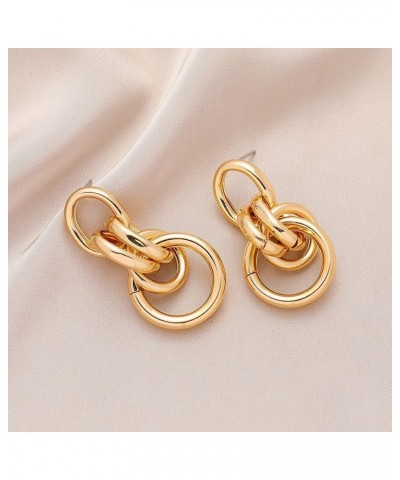 Gold Drop Dangle Earrings for Women Geometric Circle Chain Dangle Earrings Dainty Vintage Twist Woven Post Earrings Gold $4.6...