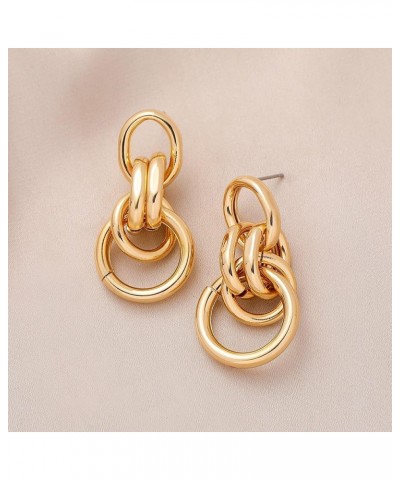 Gold Drop Dangle Earrings for Women Geometric Circle Chain Dangle Earrings Dainty Vintage Twist Woven Post Earrings Gold $4.6...