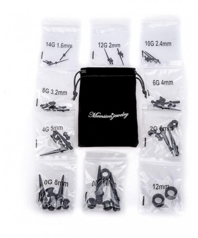 Ear Stretching Kit 50 Pieces 14Gauges-00Gauges Earrings Piercing Kit black $6.95 Body Jewelry