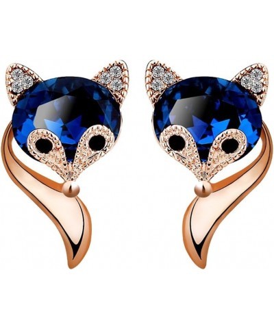 Cute Cartoon Fox Shape Rhinestone Ear Studs Earrings, Valentines Costume Jewelry Gift for Women Girls Rose Gold $3.78 Earrings