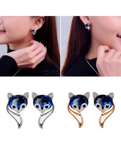 Cute Cartoon Fox Shape Rhinestone Ear Studs Earrings, Valentines Costume Jewelry Gift for Women Girls Rose Gold $3.78 Earrings