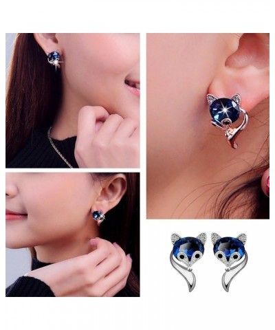 Cute Cartoon Fox Shape Rhinestone Ear Studs Earrings, Valentines Costume Jewelry Gift for Women Girls Rose Gold $3.78 Earrings