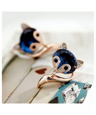 Cute Cartoon Fox Shape Rhinestone Ear Studs Earrings, Valentines Costume Jewelry Gift for Women Girls Rose Gold $3.78 Earrings