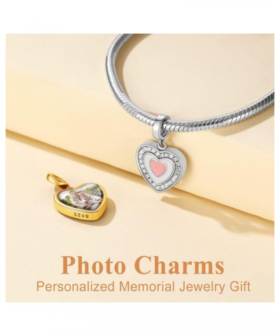 Photo Charms for Bracelets,925 Sterling Silver/Gold Plated Heart/Tree of Life/Round Charm Bead Personalized with Picture,Cust...