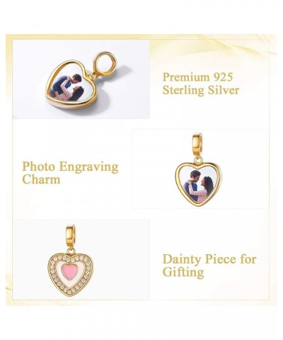 Photo Charms for Bracelets,925 Sterling Silver/Gold Plated Heart/Tree of Life/Round Charm Bead Personalized with Picture,Cust...