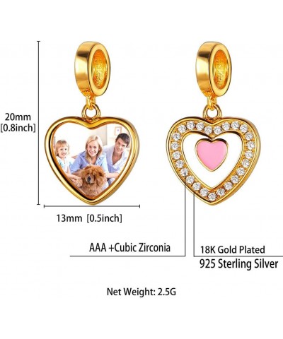 Photo Charms for Bracelets,925 Sterling Silver/Gold Plated Heart/Tree of Life/Round Charm Bead Personalized with Picture,Cust...