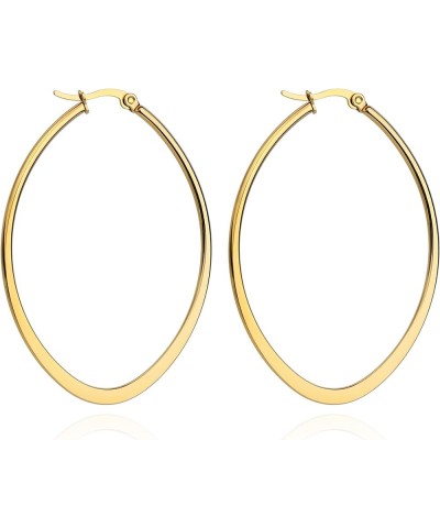 Gold Hoop Earrings for Women 14K Gold Plated Chunky Small Twist Hammered Hoop Earrings Hypoallergenic Stainless Steel Trendy ...