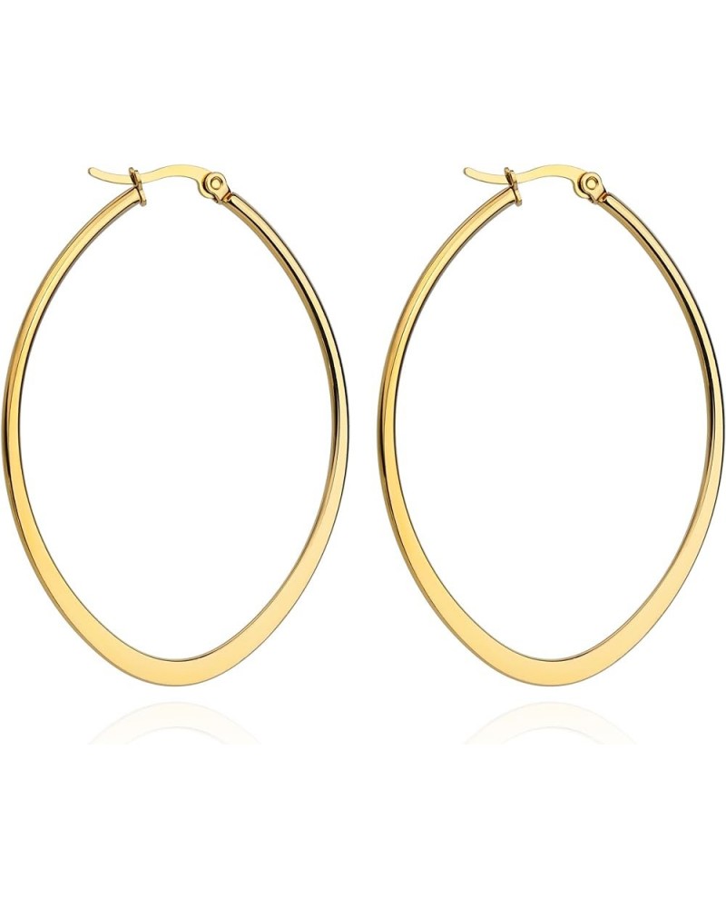 Gold Hoop Earrings for Women 14K Gold Plated Chunky Small Twist Hammered Hoop Earrings Hypoallergenic Stainless Steel Trendy ...