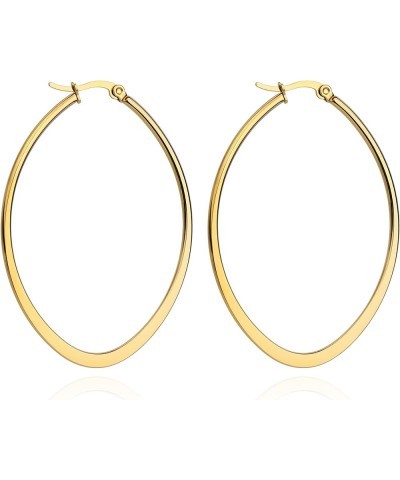 Gold Hoop Earrings for Women 14K Gold Plated Chunky Small Twist Hammered Hoop Earrings Hypoallergenic Stainless Steel Trendy ...