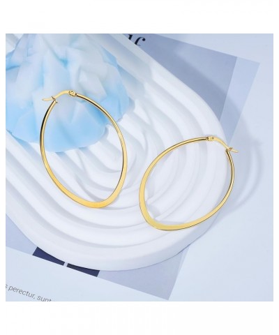 Gold Hoop Earrings for Women 14K Gold Plated Chunky Small Twist Hammered Hoop Earrings Hypoallergenic Stainless Steel Trendy ...