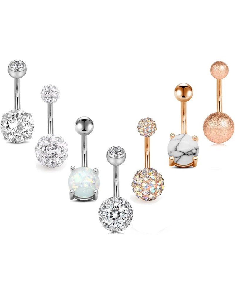 Belly Button Rings Surgical Steel for Women Girls Navel Belly Rings Piercing Ring Jewelry Pack Kit 14G Style 3-7PCS Set $7.79...