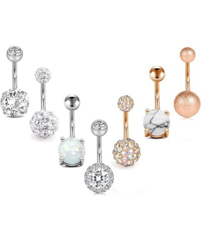 Belly Button Rings Surgical Steel for Women Girls Navel Belly Rings Piercing Ring Jewelry Pack Kit 14G Style 3-7PCS Set $7.79...