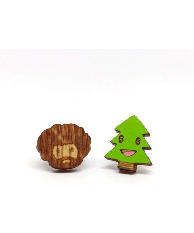 Animal Lover Fun Nature Stud Earrings, Handpainted Laser Cut Wood Earrings, Handmade in the USA Painter n' His Happy Friend (...