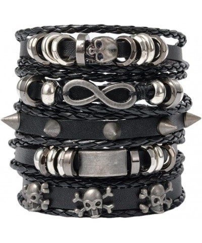 Gothic Bracelet Adjustable Punk Braided Leather Multilayer Grunge Set Bracelets Emo Metal Cuff Wrap Bangles Meaningful Jewelr...