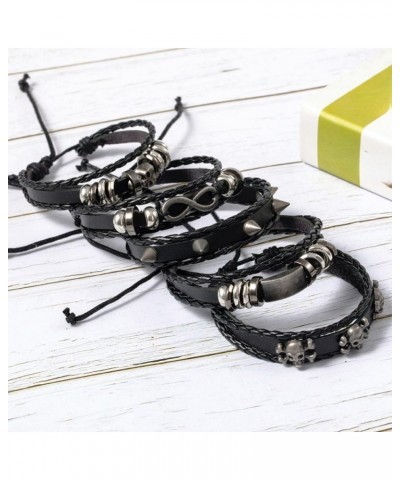 Gothic Bracelet Adjustable Punk Braided Leather Multilayer Grunge Set Bracelets Emo Metal Cuff Wrap Bangles Meaningful Jewelr...