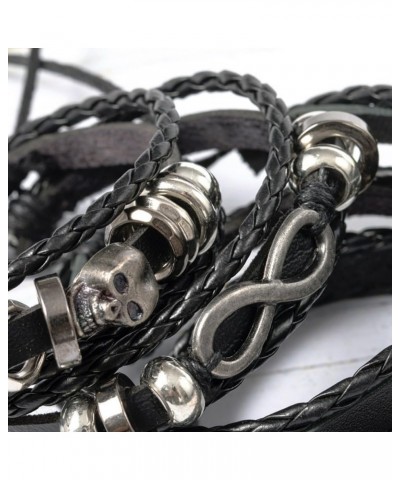 Gothic Bracelet Adjustable Punk Braided Leather Multilayer Grunge Set Bracelets Emo Metal Cuff Wrap Bangles Meaningful Jewelr...