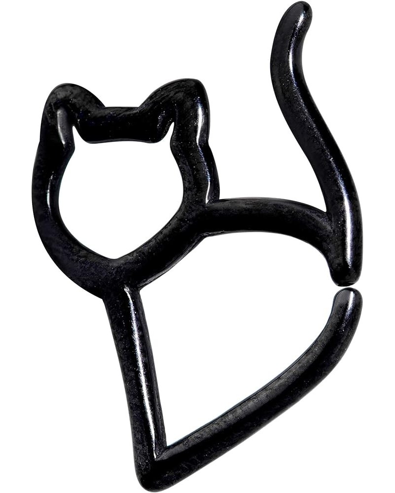 Unisex 16G Daith Earring 316L Stainless Steel Cat Closure Ring Helix Tragus Rook Cartilage Earring Black $8.66 Body Jewelry